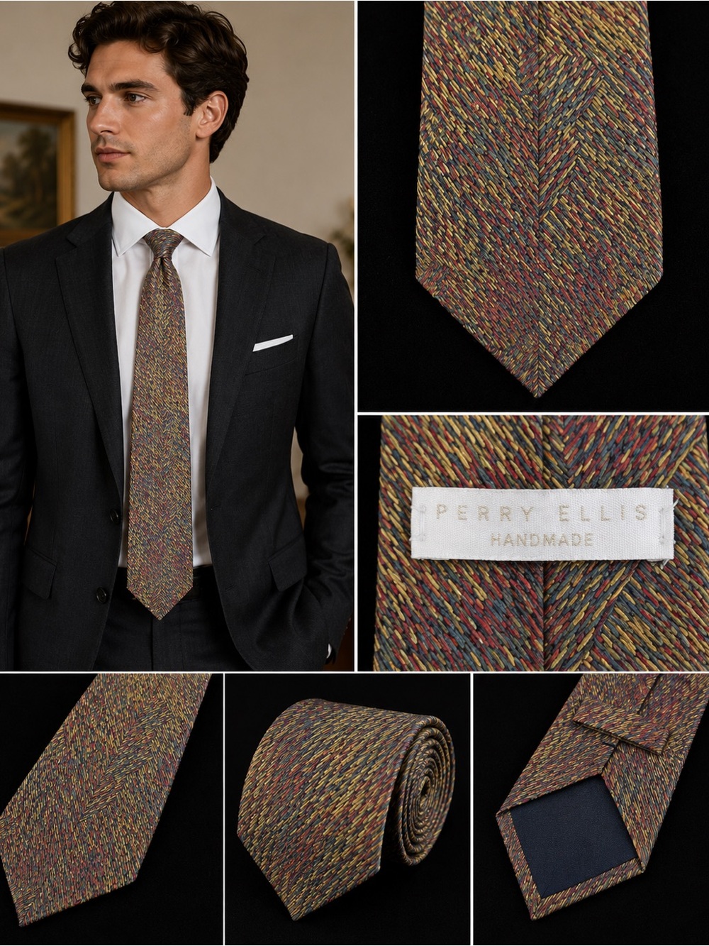 Perry Ellis Red and Blue Textured Tie
